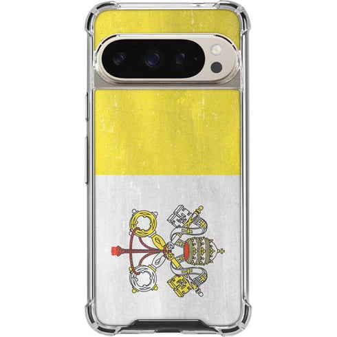Vatican City Flag Distressed Pixel 9/9 Pro Clear Case